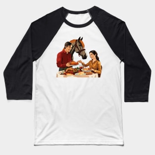 Couple And Horse Thanksgiving Dinner Baseball T-Shirt
